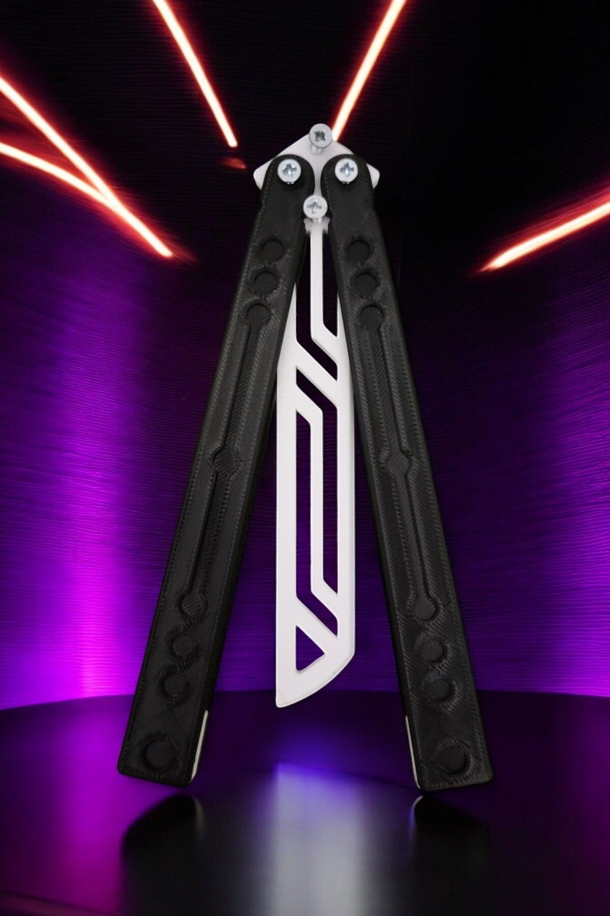 Kelebek Antrenman Alıştırma Bıçağı – Plastik Butterfly Knife (Siyah ve Beyaz)