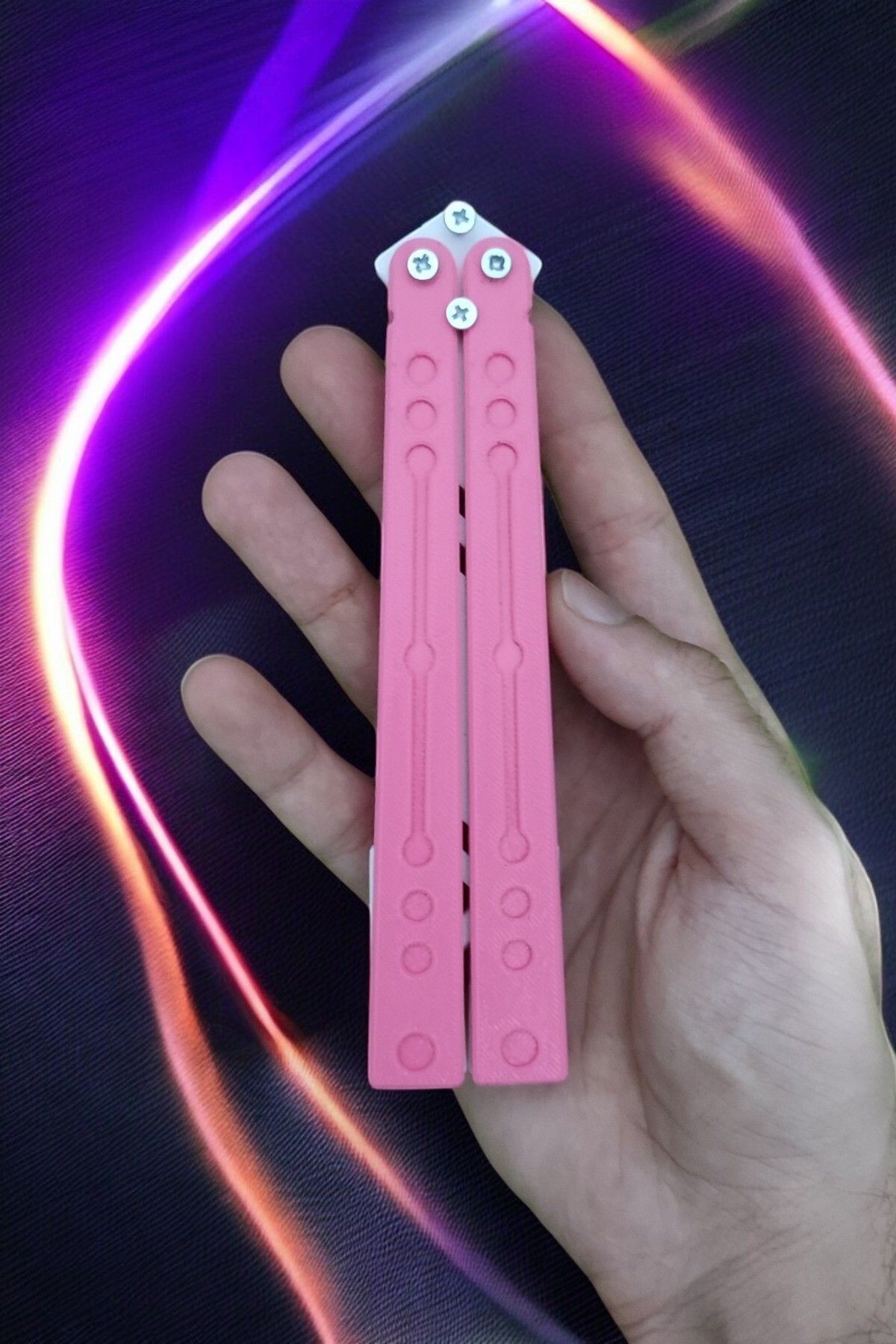 Kelebek Antrenman Alıştırma Bıçağı – Plastik Butterfly Knife (Pembe ve Beyaz)