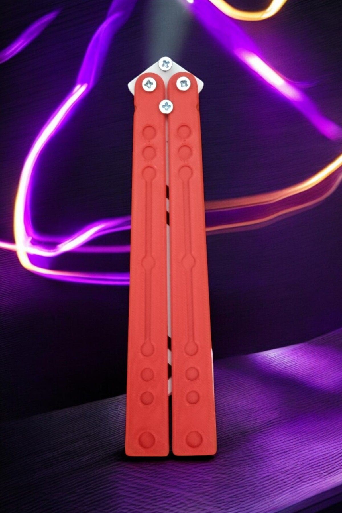 Kelebek Antrenman Alıştırma Bıçağı – Plastik Butterfly Knife (Kırmızı ve Beyaz)