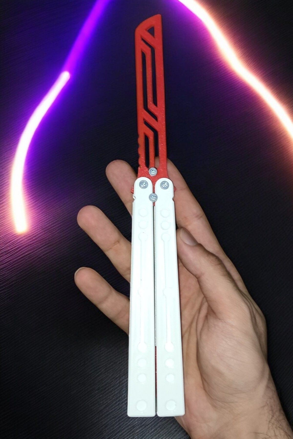Kelebek Antrenman Alıştırma Bıçağı – Plastik Butterfly Knife (BEYAZ VE KIRMIZI)