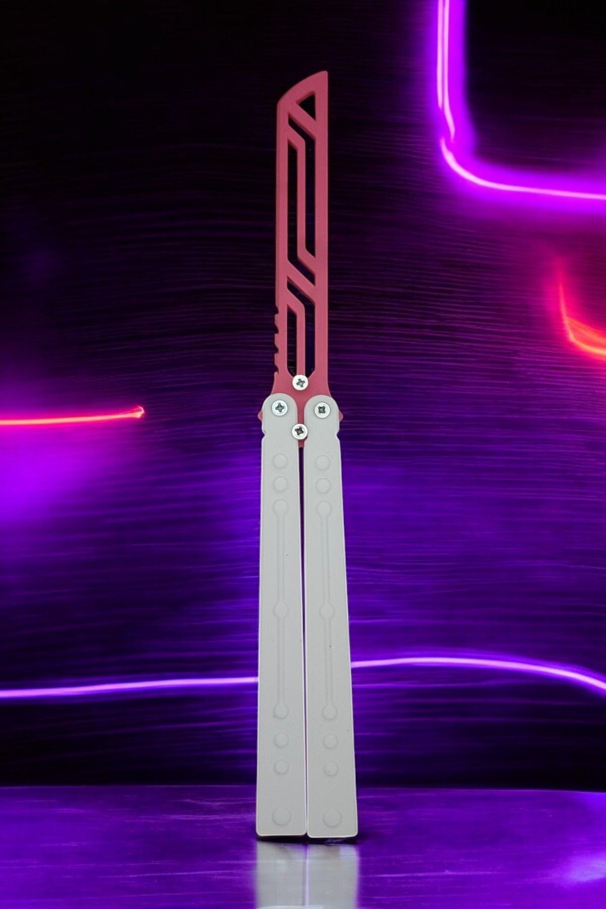 Kelebek Antrenman Alıştırma Bıçağı – Plastik Butterfly Knife (Beyaz ve Pembe)
