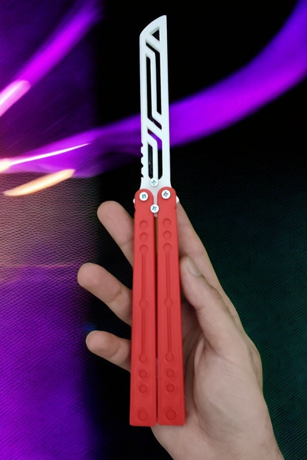 Kelebek Antrenman Alıştırma Bıçağı – Plastik Butterfly Knife (Kırmızı ve Beyaz)