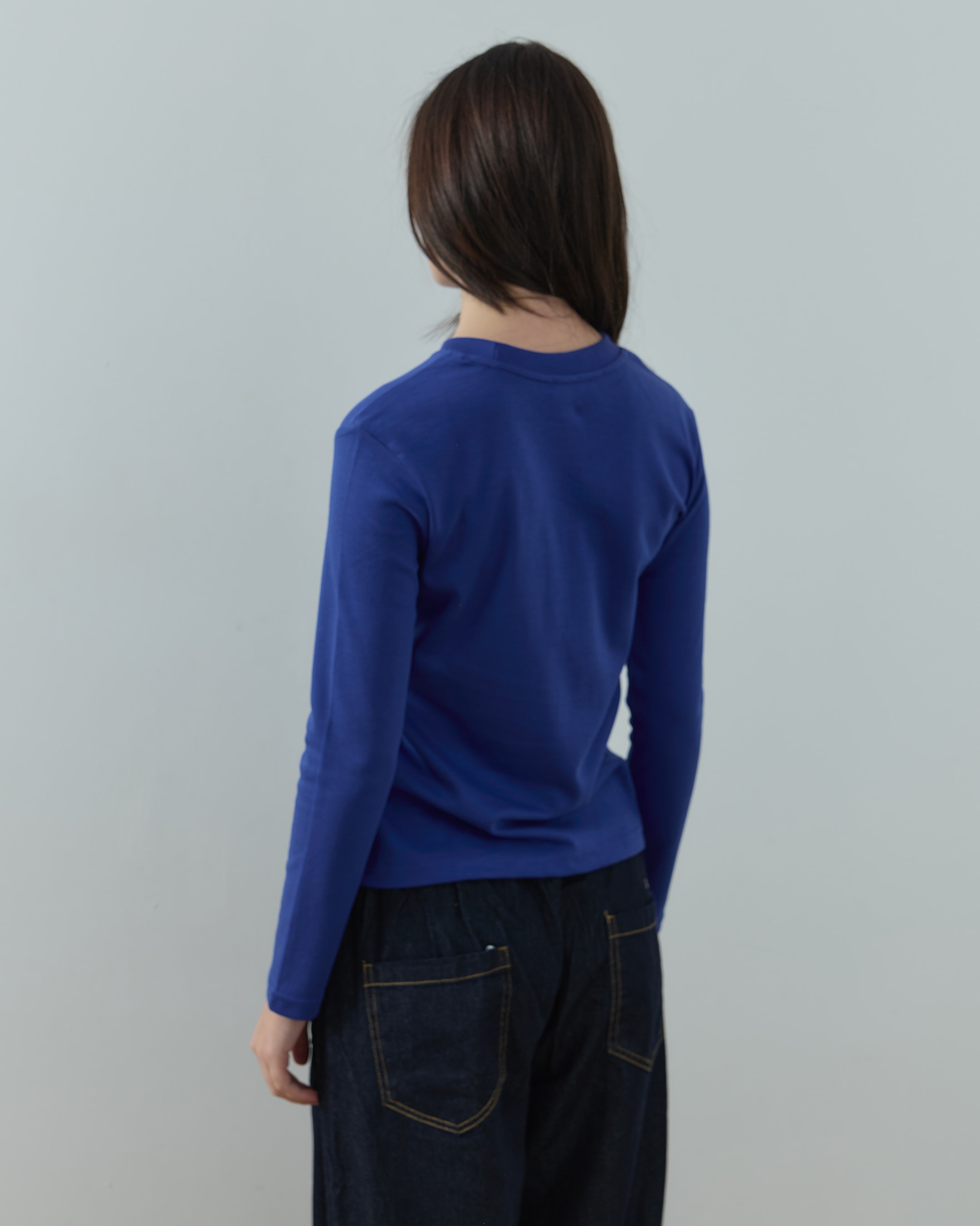 Elen Uzun Kol Tişört - Saks Mavi