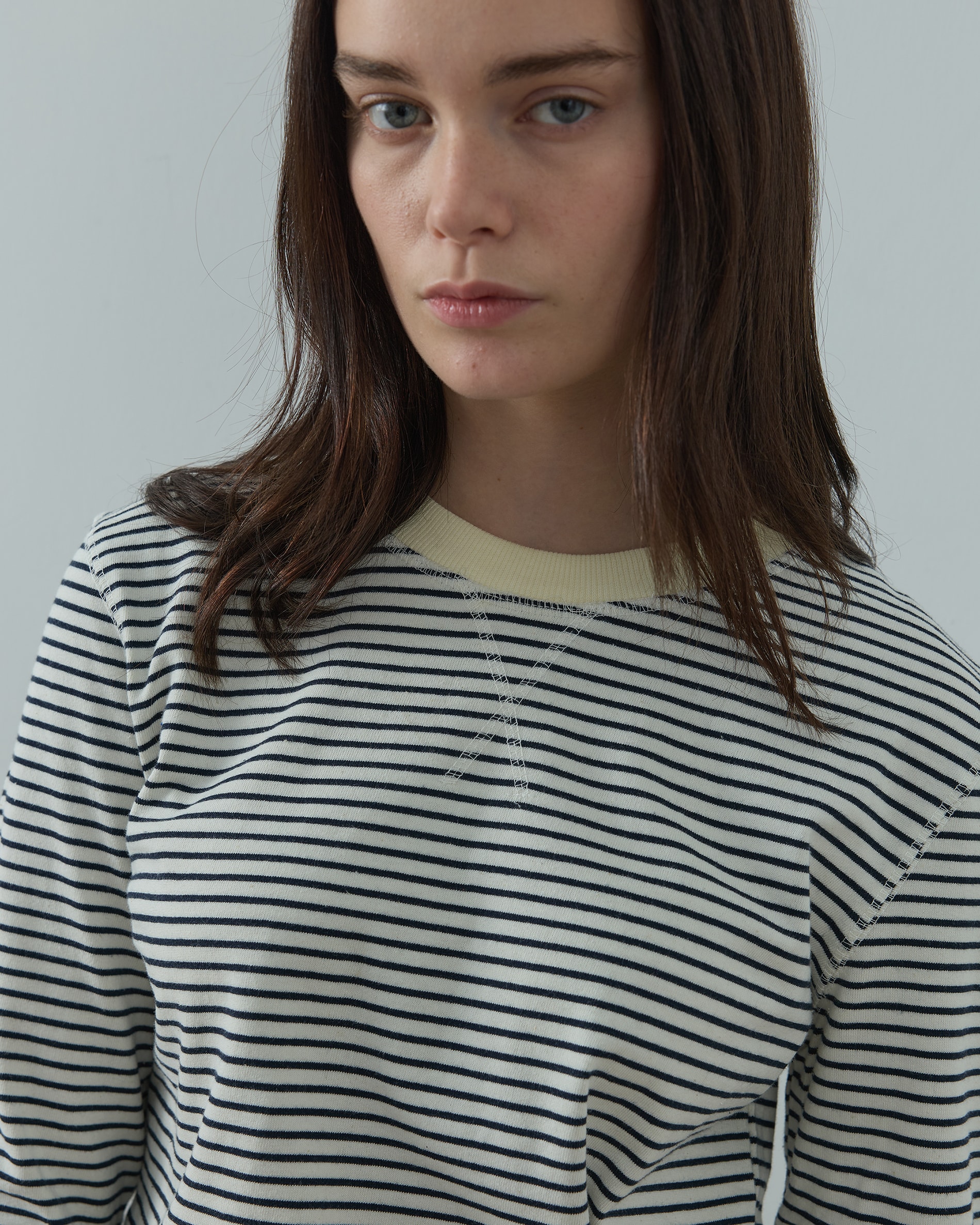 Line Uzun Kol Çizgili Tişört - Siyah