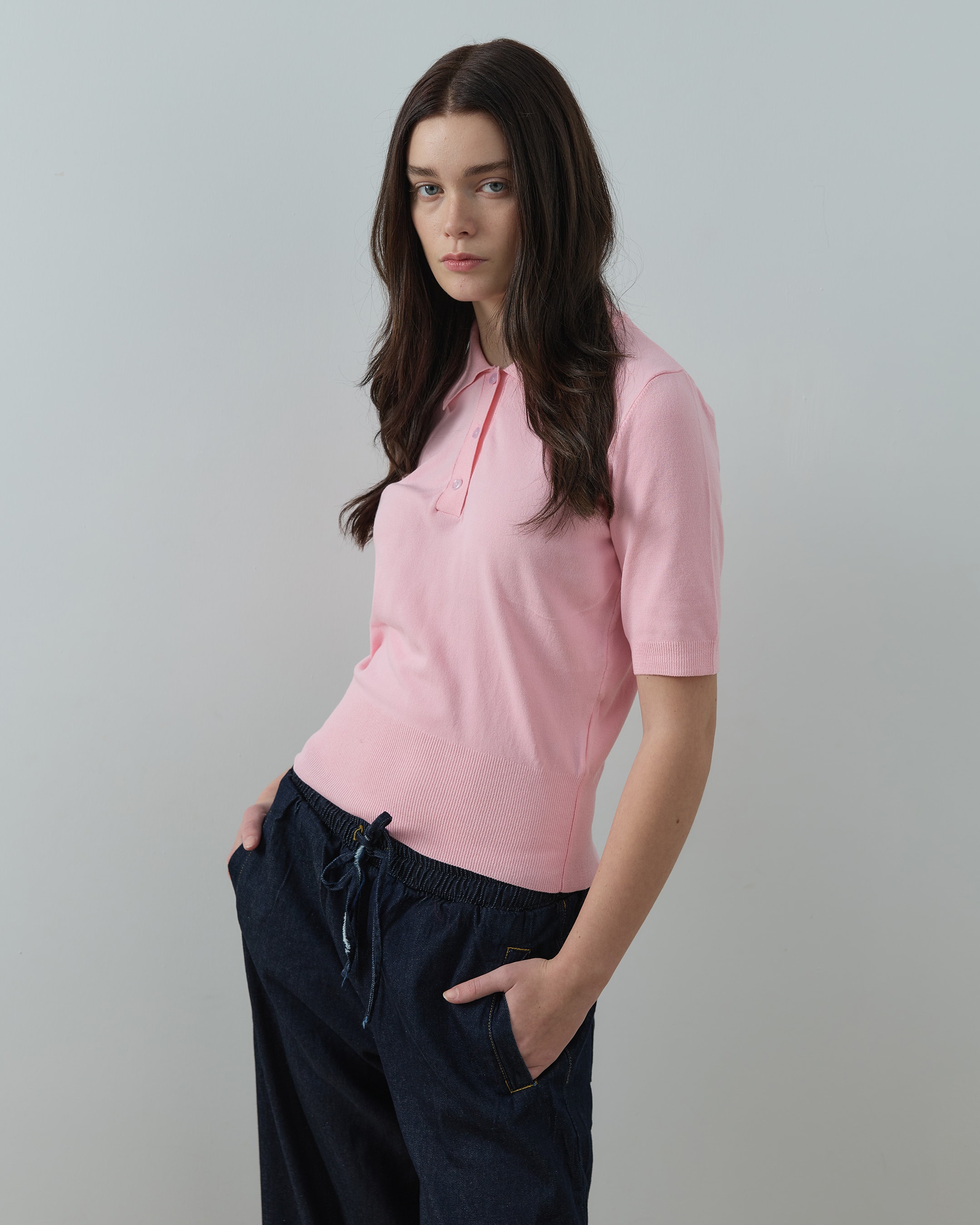 Arlo Polo Yaka Triko Tişört - tatlı pembe