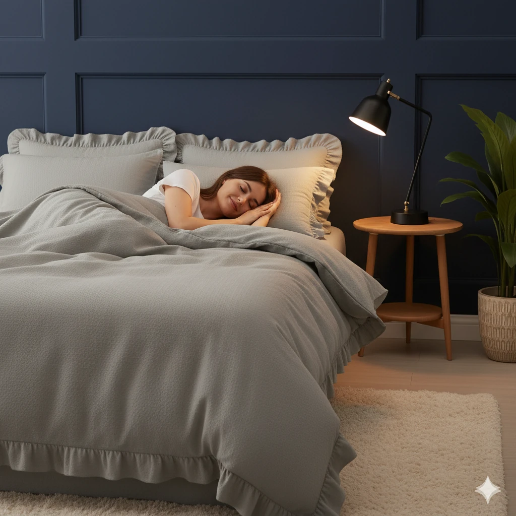 %100 Doğal Pamuk Çift Kişilik Fırfırlı Nevresim Seti 200x220 cm