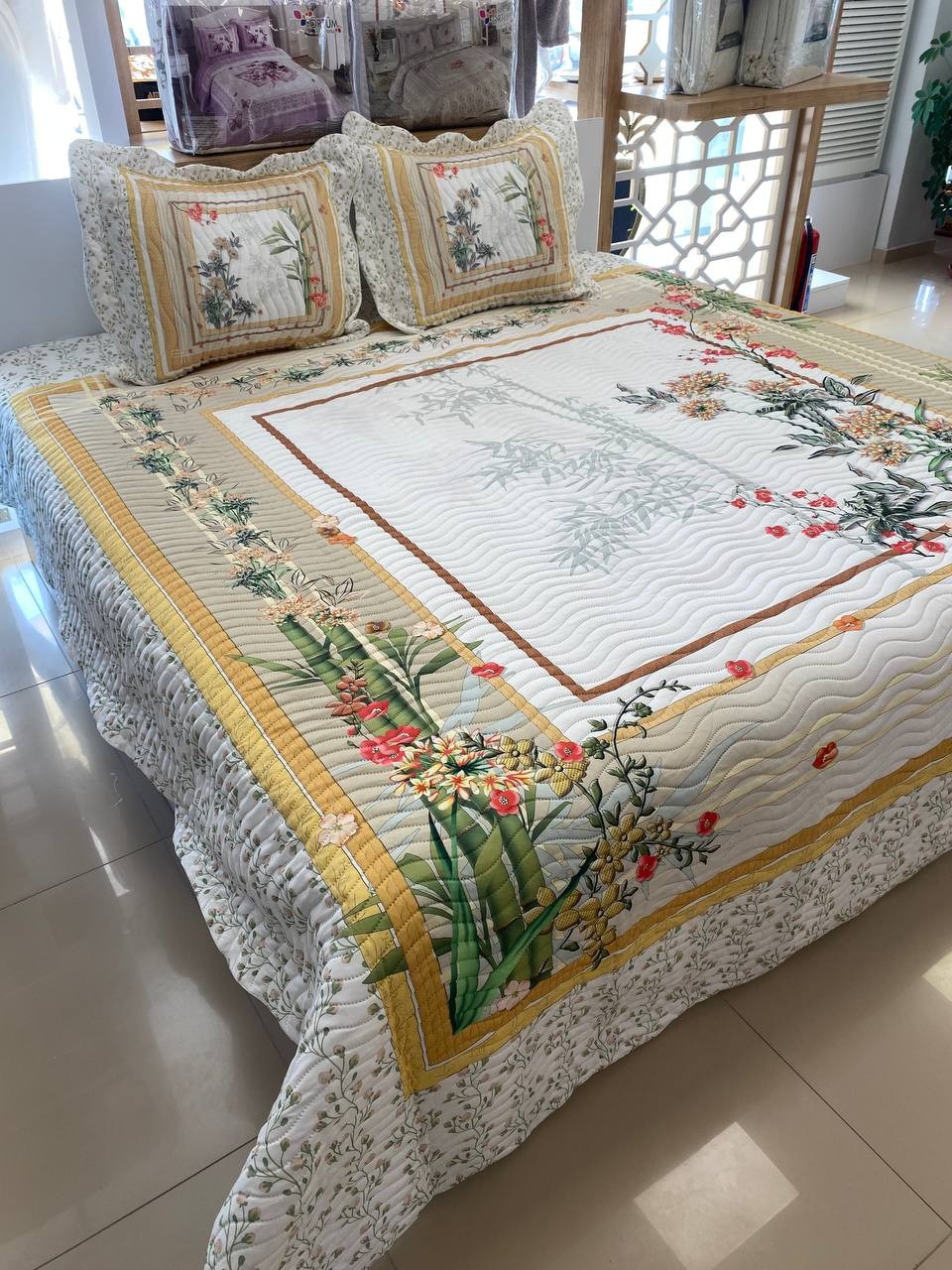 Çift Kişilik Battal Boy  Yatak Örtüsü Takımı Bamboo