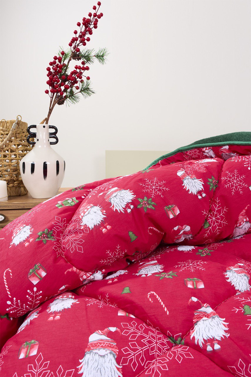 Çift Kişilik %100 Pamuk Yılbaşı Temalı Welsoft Yorgan Noel Hediyelik Yorgan 195 X 215 cm
