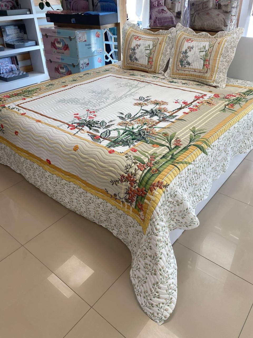 Çift Kişilik Battal Boy  Yatak Örtüsü Takımı Bamboo