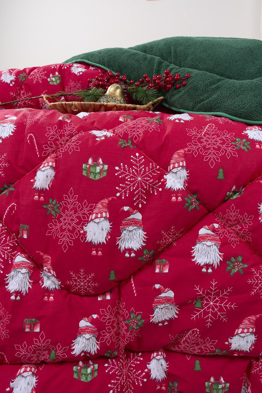 Çift Kişilik %100 Pamuk Yılbaşı Temalı Welsoft Yorgan Noel Hediyelik Yorgan 195 X 215 cm