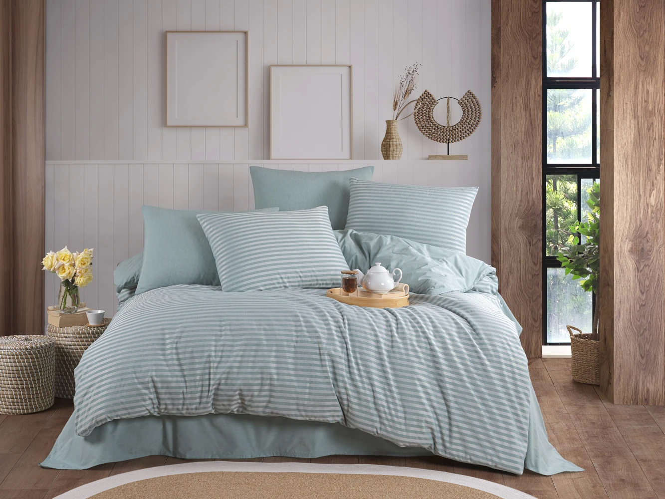 Naturel Series Çift Kişilik Pamuklu Nevresim Takımı - YEŞİL