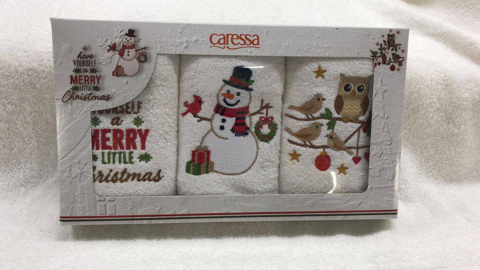 %100 Pamuk Nakışlı 3’lü Yılbaşı Temalı El ve Yüz Mutfak Havlusu Seti 30x50 cm