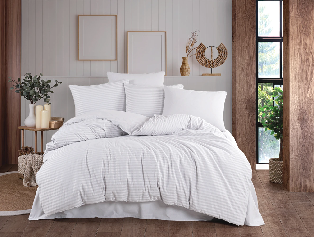 Naturel Series Çift Kişilik Pamuklu Nevresim Takımı - BEYAZ