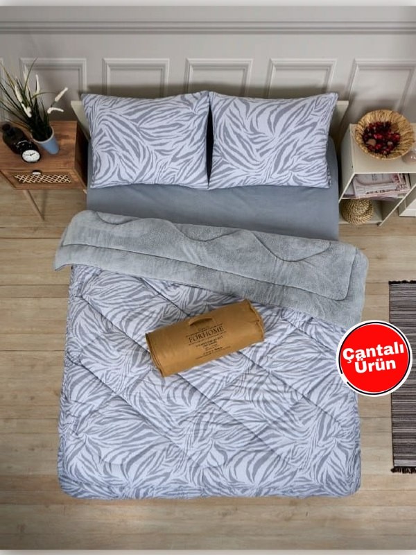 Çift Kişilik Çift Taraflı Lüx Welsoft Elit Yorgan - ZEBRA GRİ