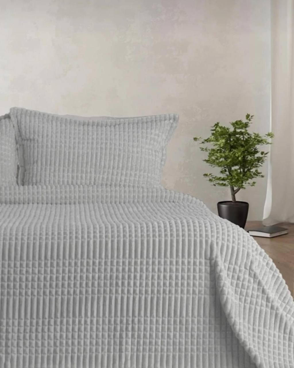 Merinos Modern Line Çift Kişilik Battaniye Seti Gri