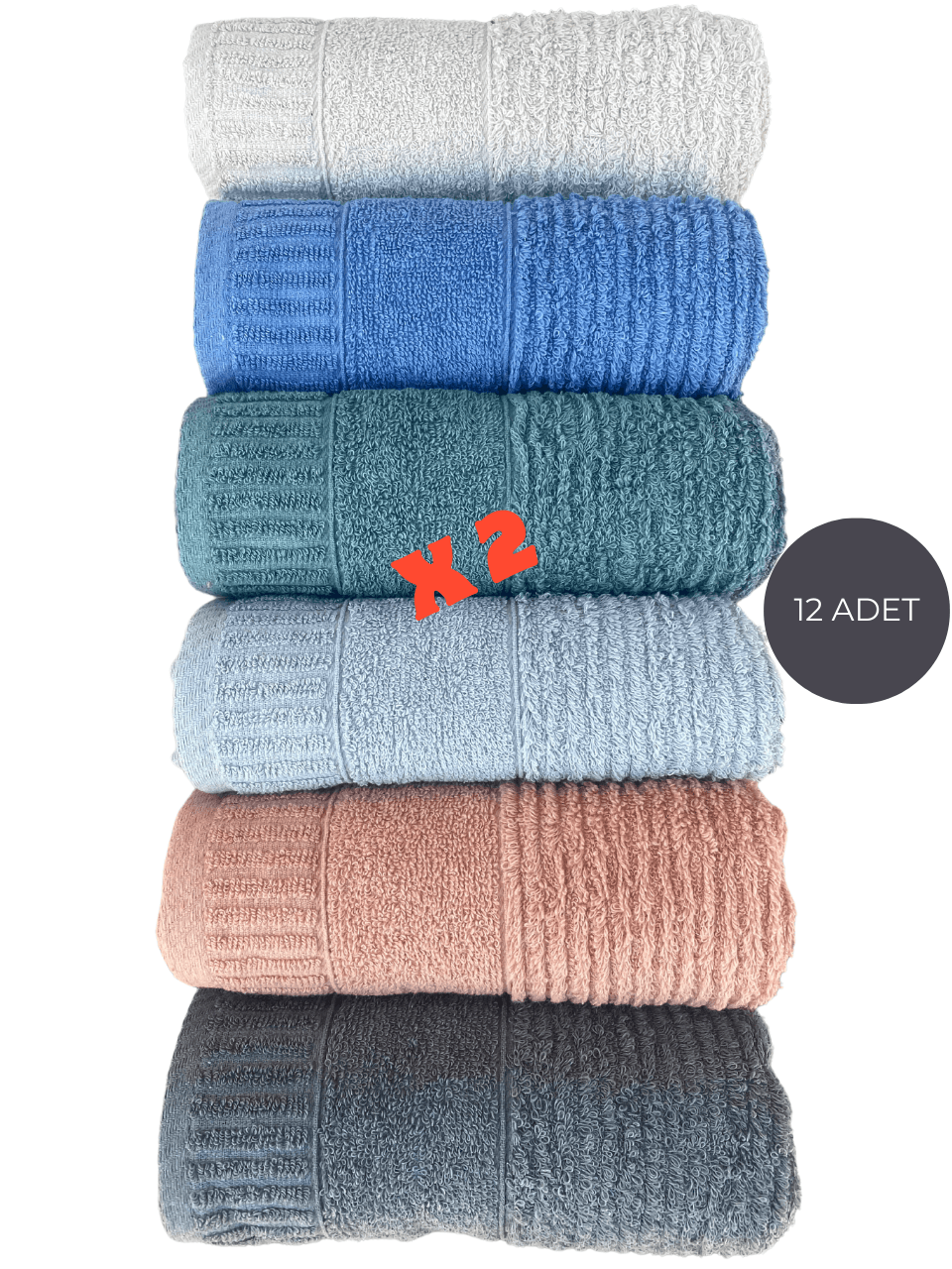 %100 Pamuk 50*90 cm El Yüz Havlusu Bürümcük - 12 Lİ SET
