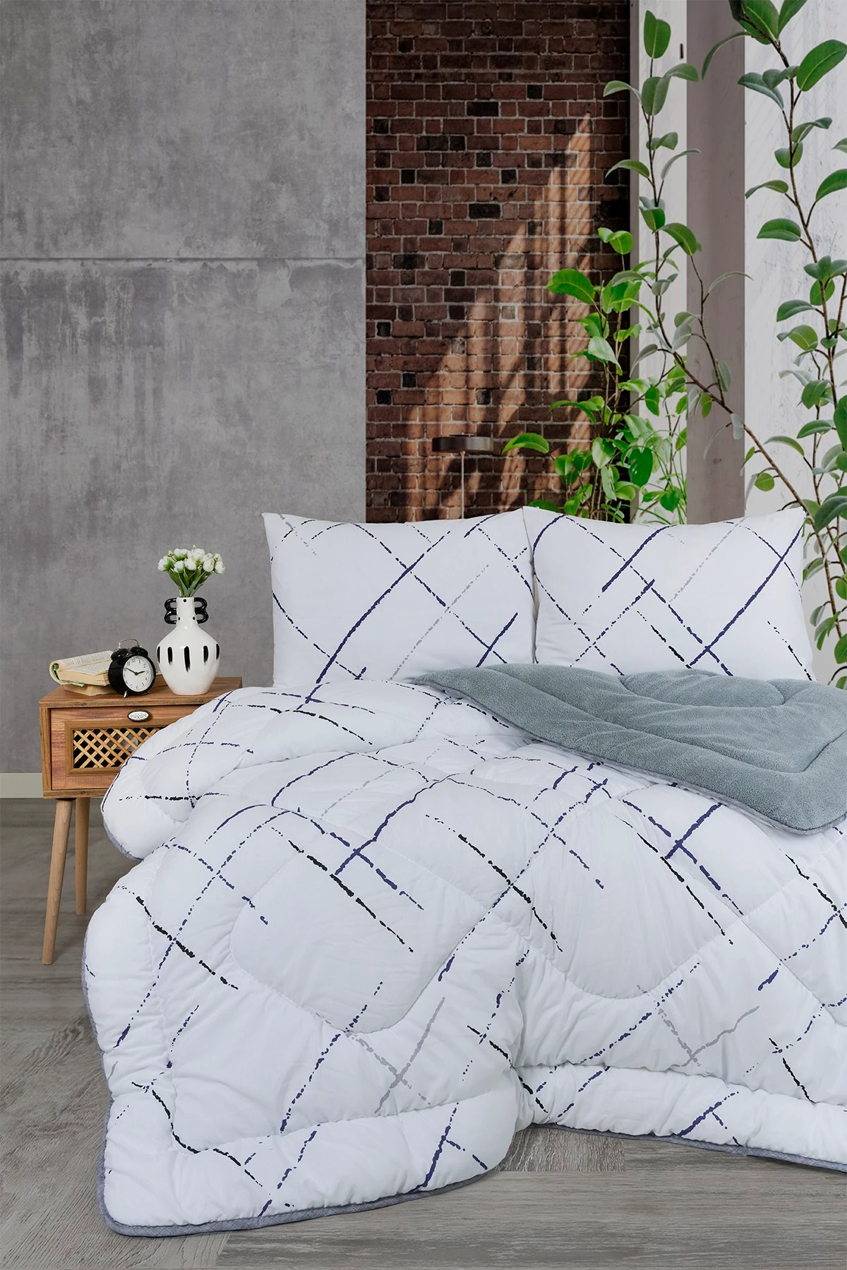 Çift Kişilik Çift Taraflı Lüx Welsoft Elit Yorgan - YANSIMA GRİ