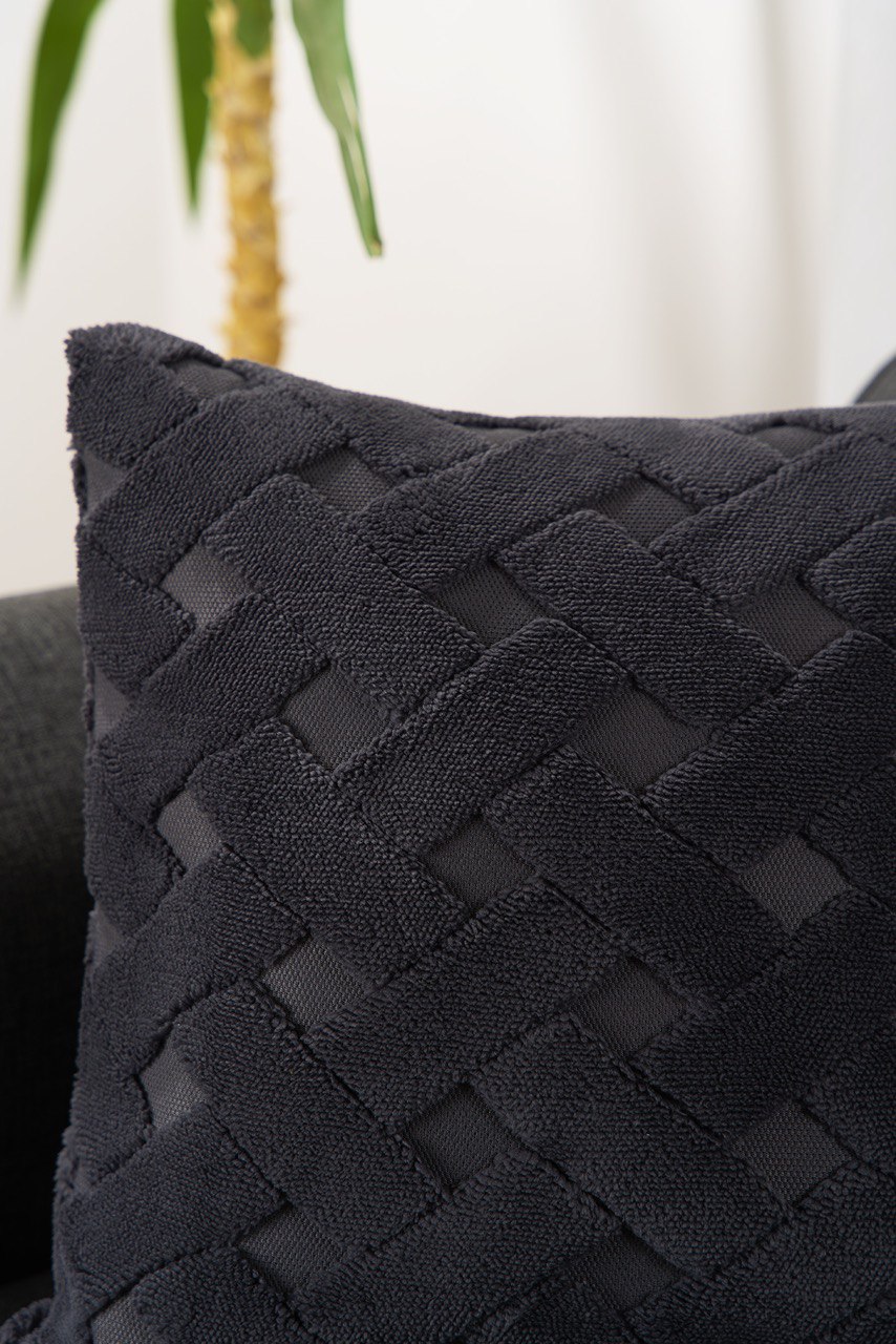 Hasır Desen Özel Tasarım Punch Panç Desen Dekoratif Kırlent Kılıfı 43x43 cm