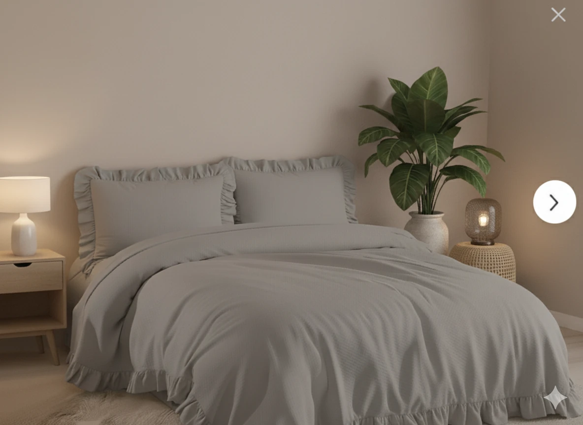 %100 Doğal Pamuk Çift Kişilik Fırfırlı Nevresim Seti 200x220 cm