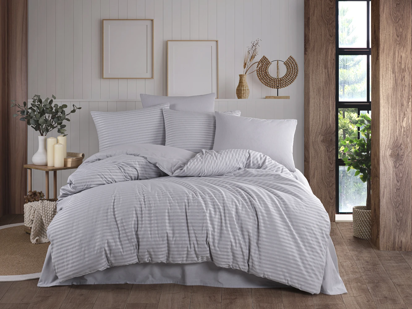 Naturel Series Çift Kişilik Pamuklu Nevresim Takımı - GRİ