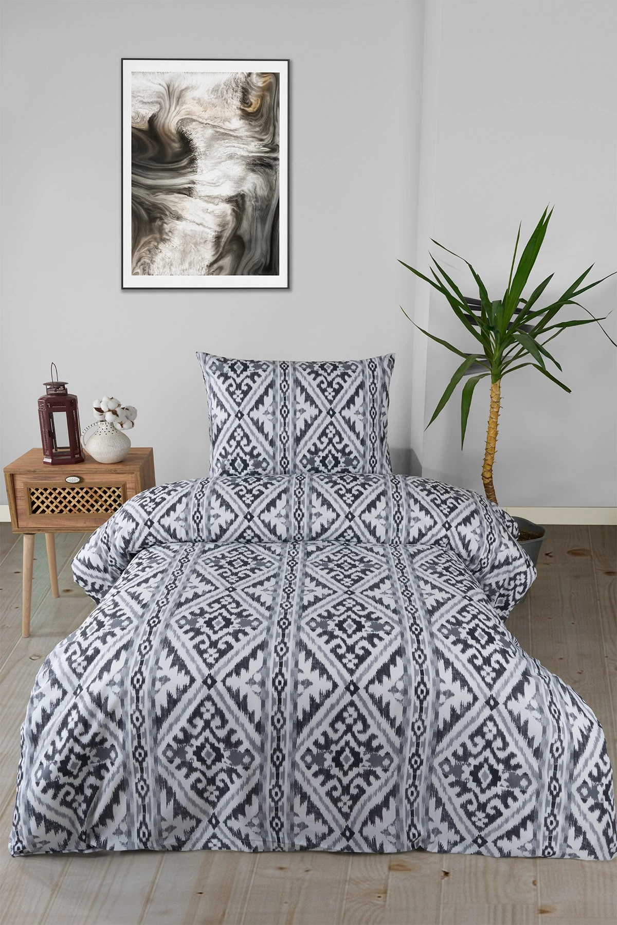 Ranforce Pamuklu Tek Kişilik Nevresim Seti -Çarşafsız - Rug Gri