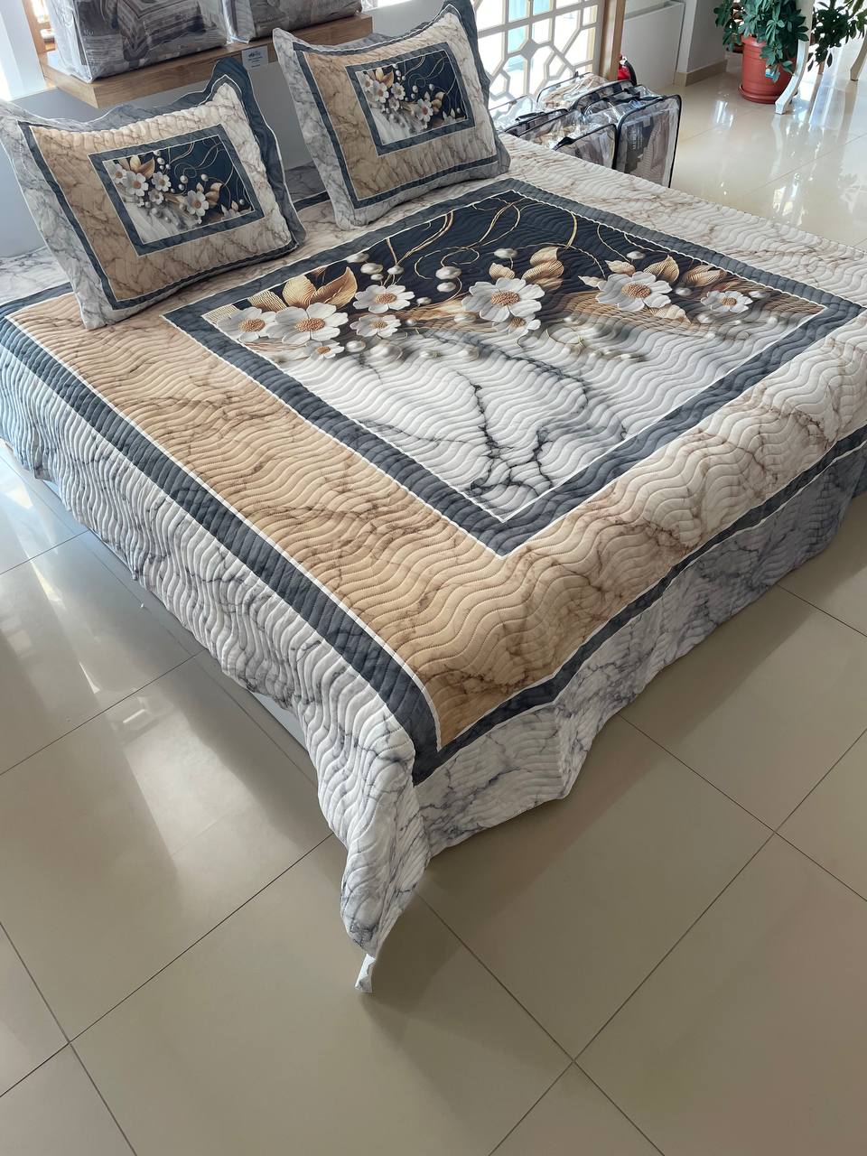 Çift Kişilik Battal Boy  Yatak Örtüsü Takımı Sahra