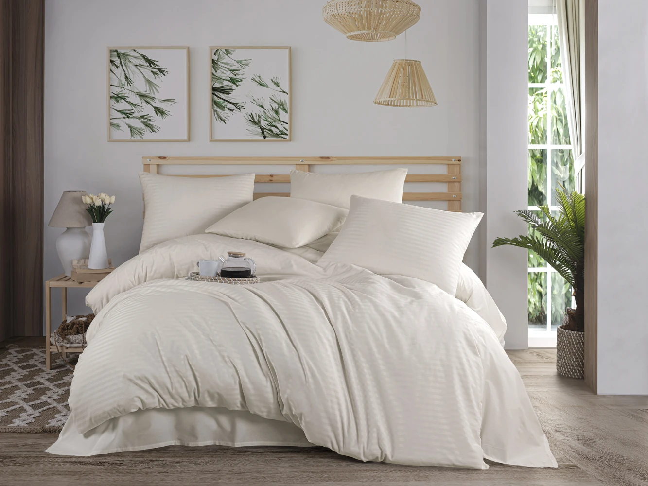 Naturel Series Çift Kişilik Pamuklu Nevresim Takımı - KREM