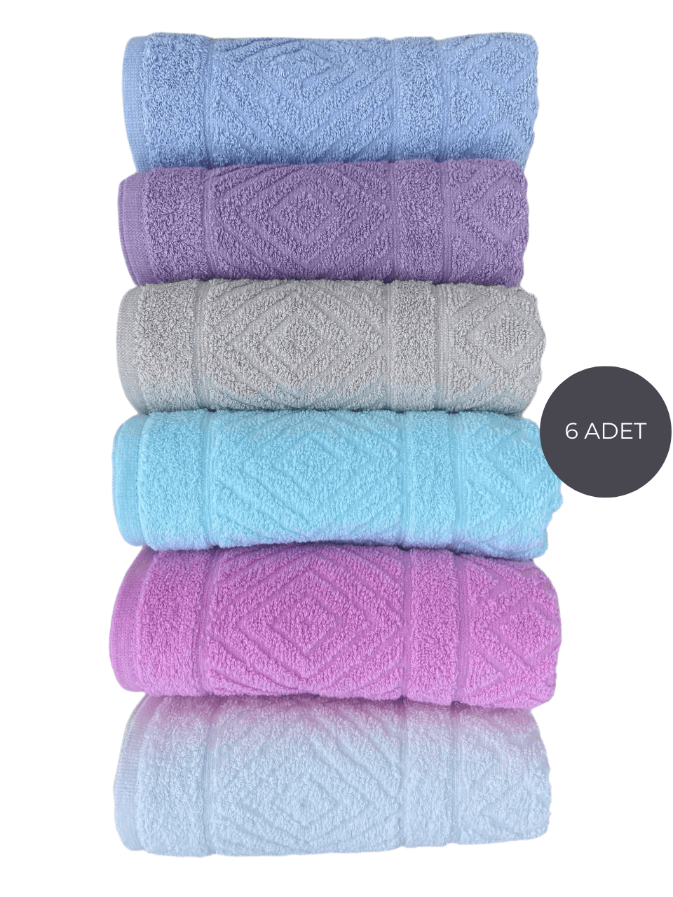 %100 Pamuk 50*90 cm El Yüz Havlusu Prizma - 6 LI SET