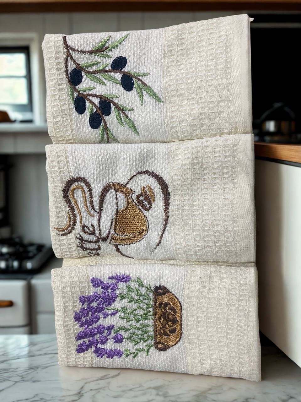 3'lü Mutfak Kurulama Bezi 40 x 60 cm Nakışlı