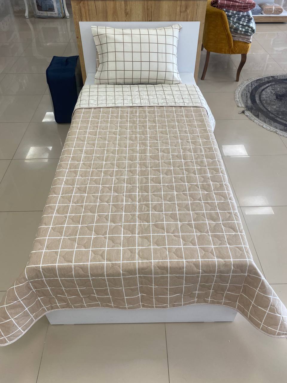 Tek Kişilik Kapitoneli Çift Taraflı Yatak Örtüsü Takımı Genç Çocuk Odası Yatak Örtüsü        