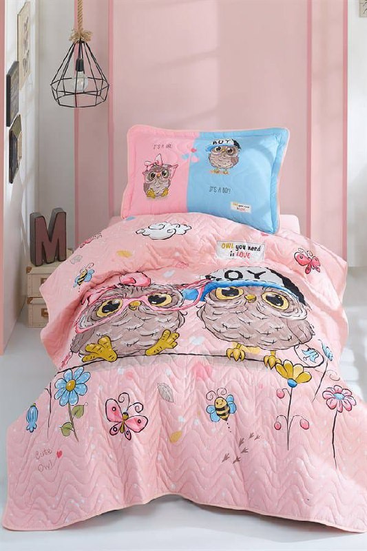 Clasy Ranforce %100 Pamuk Tek Kişilik Yatak Örtüsü Seti Puhu V1 Pembe