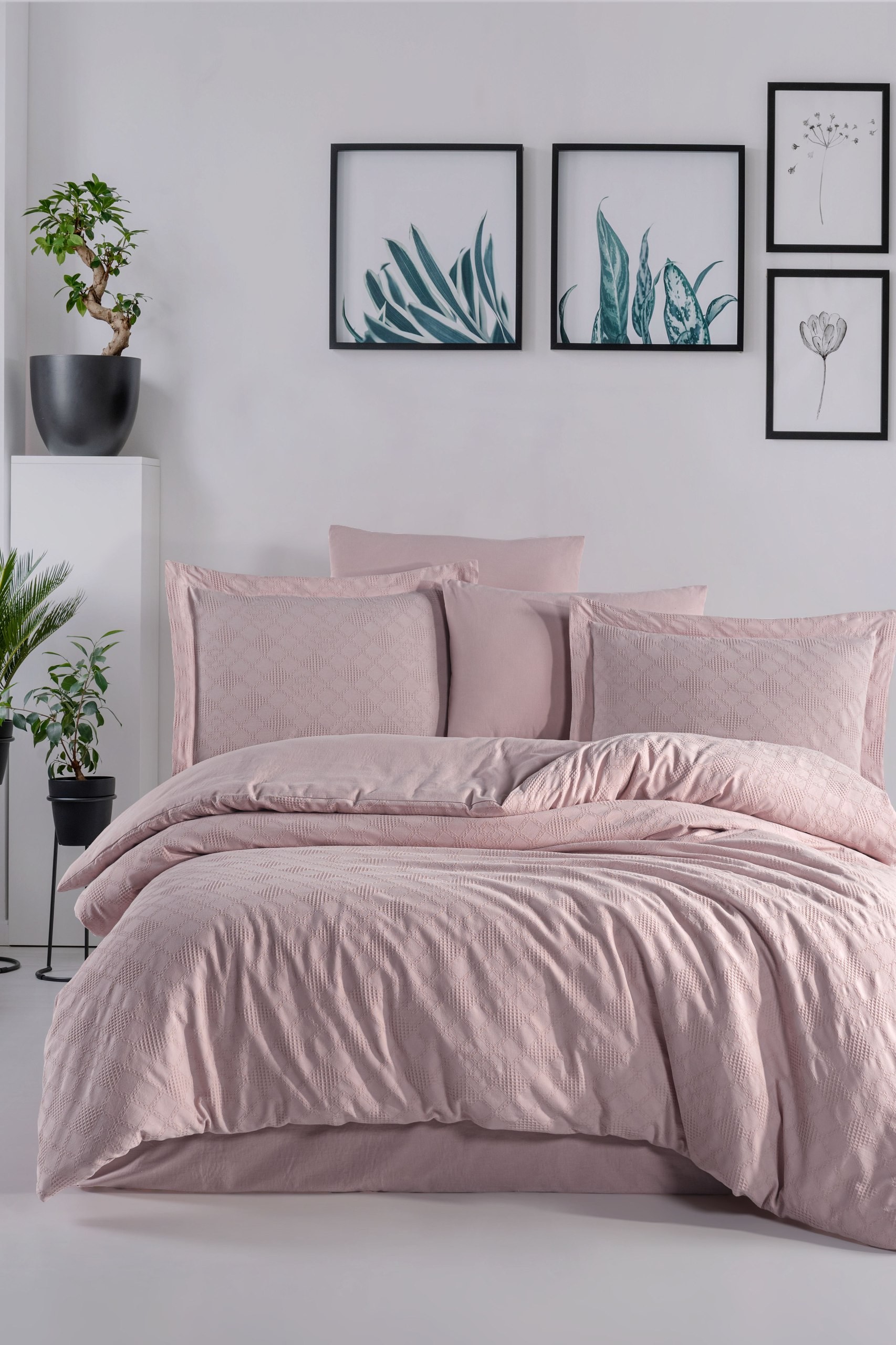 Çift Kişilik Premium Jakarlı Çeyizlik Nevresim Takımı - Pudra