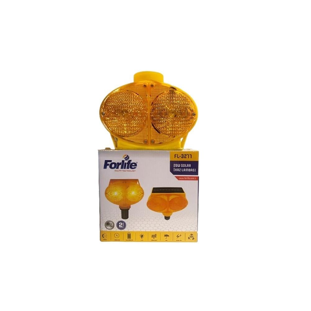 Forlife 20W Solar Delinatör Uyumlu Sarı İkaz Lambası Fl-3277