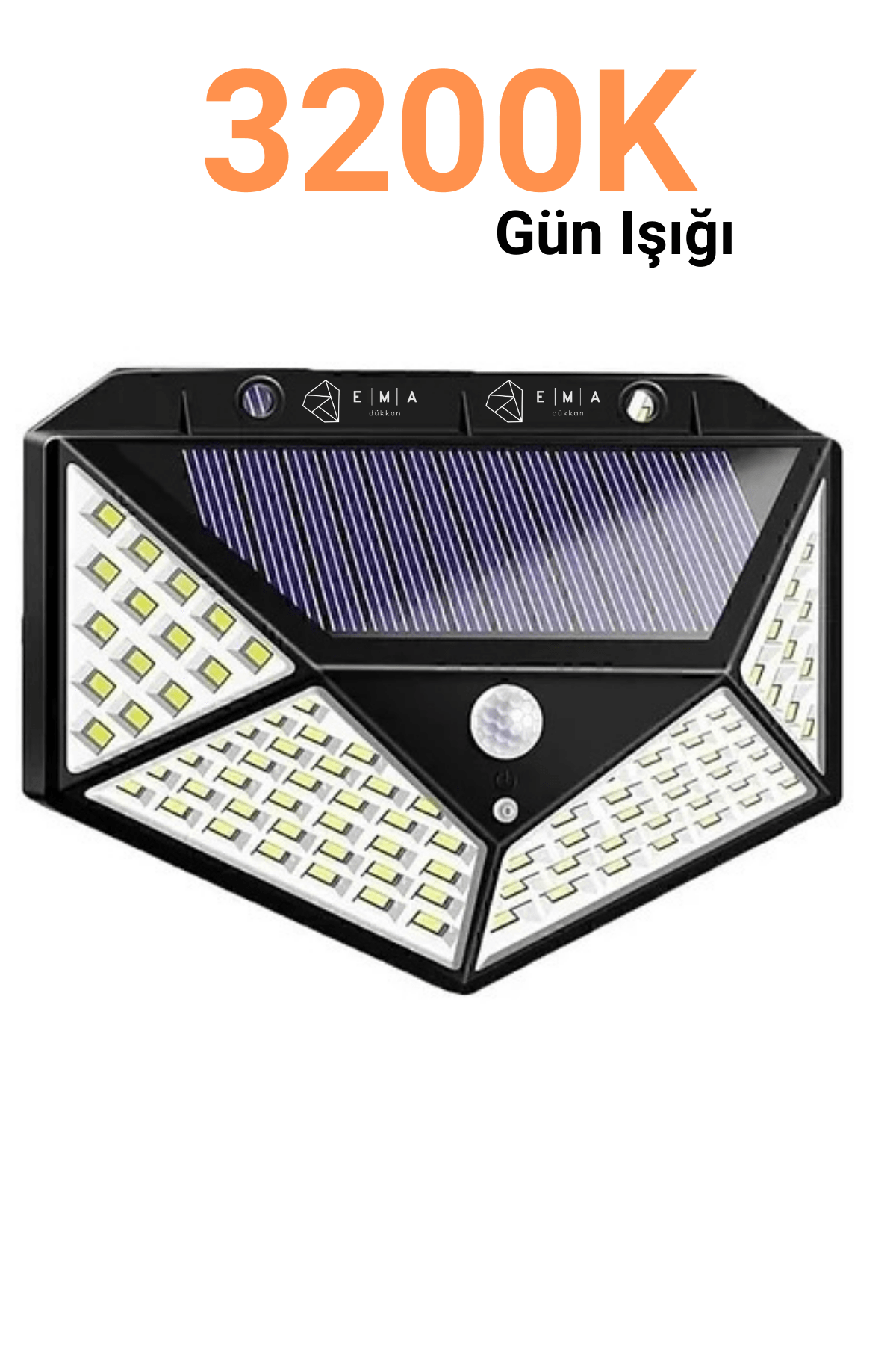 Solar Sensörlü Duvar Apliği 40W | Güneş Enerjili IP65 Dış Mekan Lamba