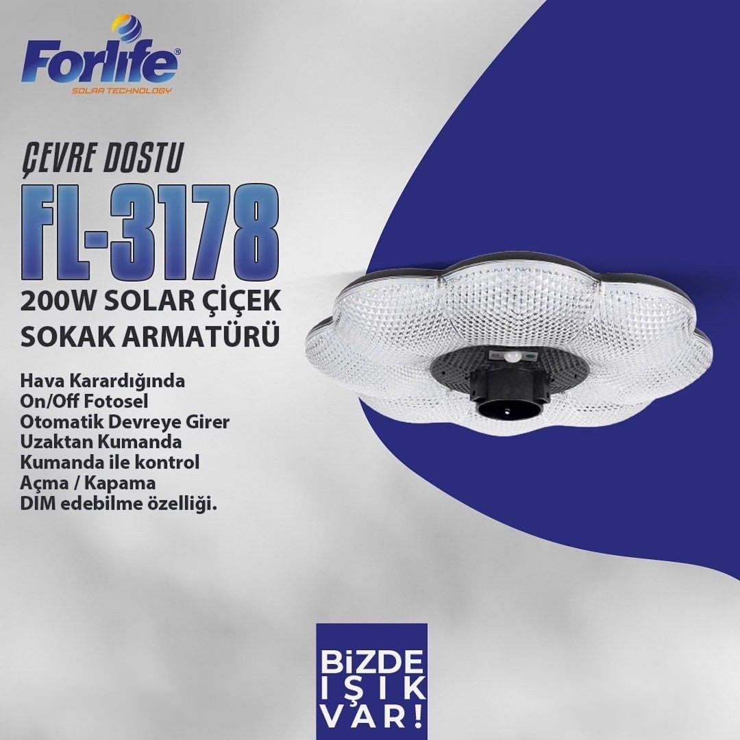 Forlife Solar Alüminyum Aydınlatma Direği 200W FL-3178 D1