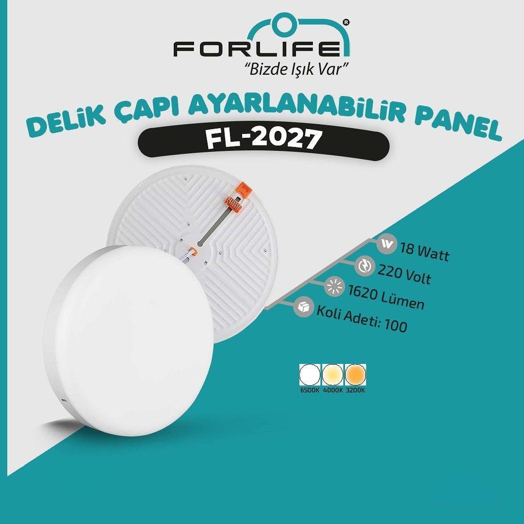 Forlife Ayarlanabilir Led Panel 18W 3200k Gün Işığı FL-2027