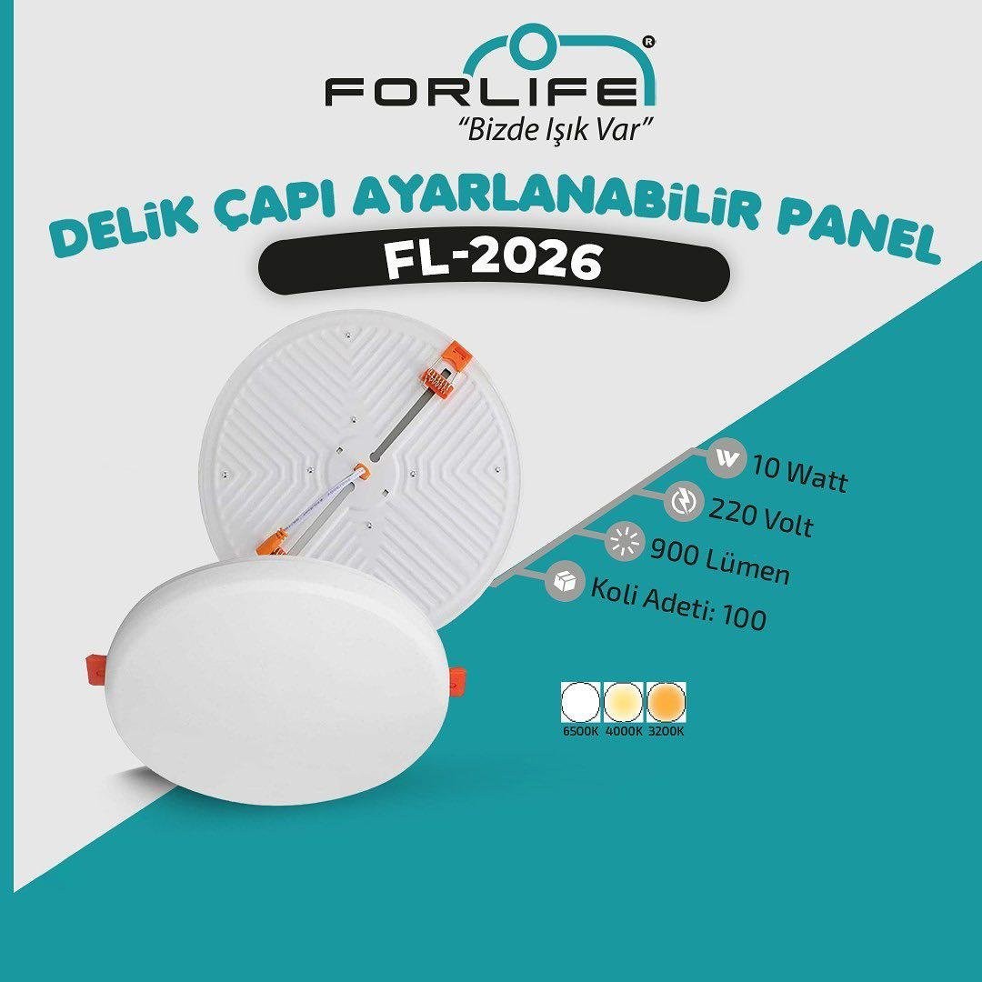 Forlife Ayarlanabilir Led Panel 10W 3200k Gün Işığı FL-2026