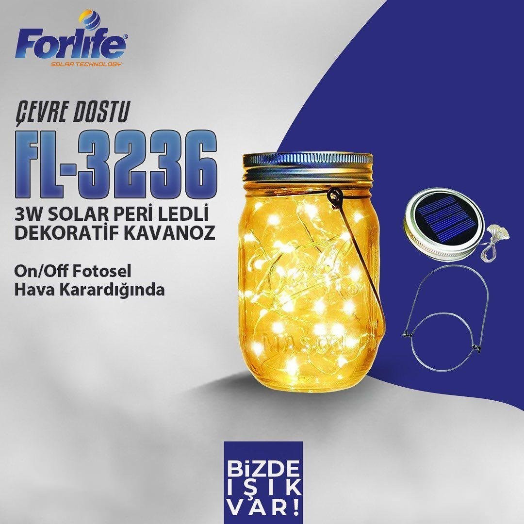 Forlife Peri Ledli Solar Dekoratif Kavanoz 3W Rgb FL-3236