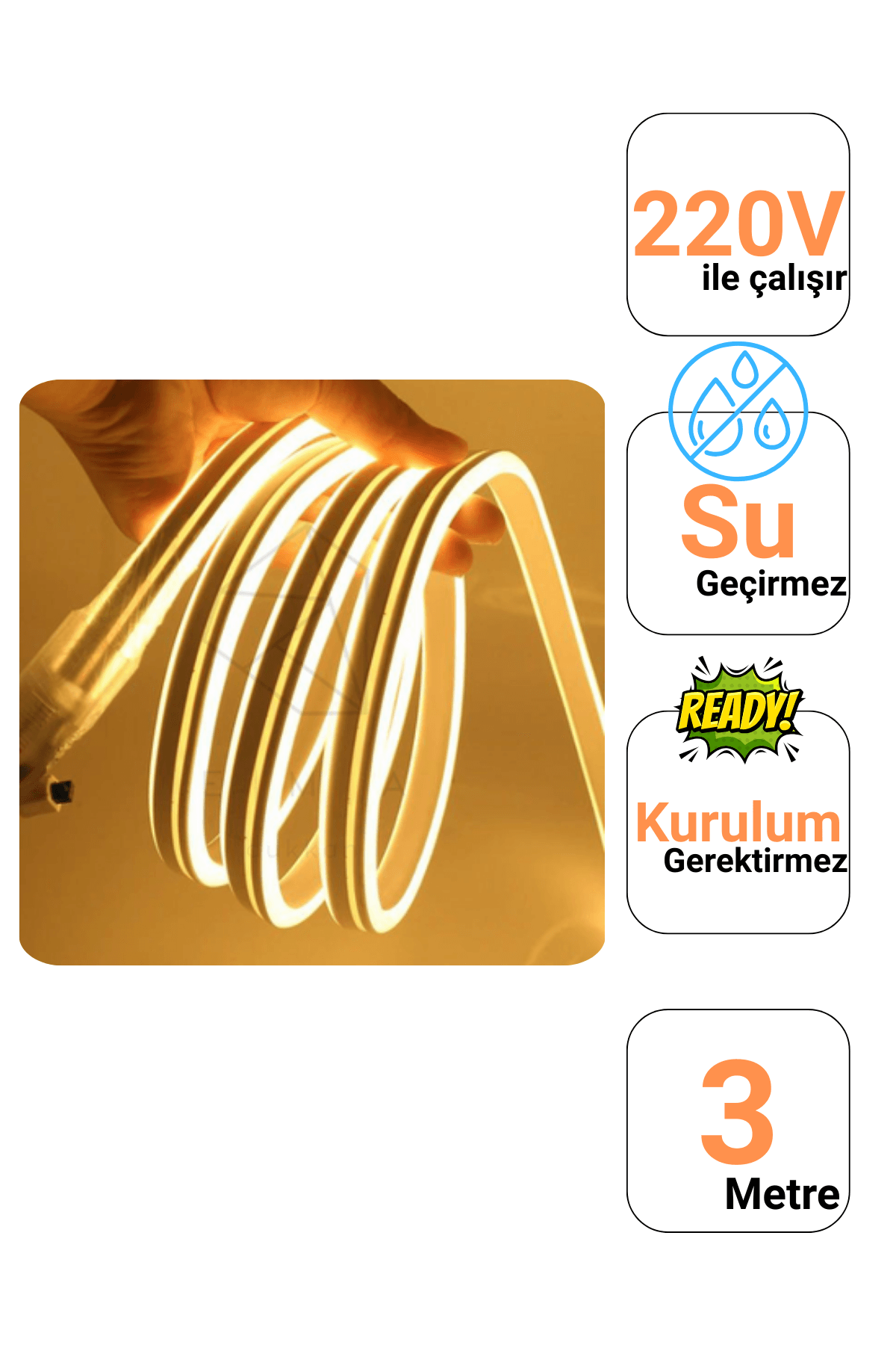 220 Volt Gün Işığı Neon Şerit Led
