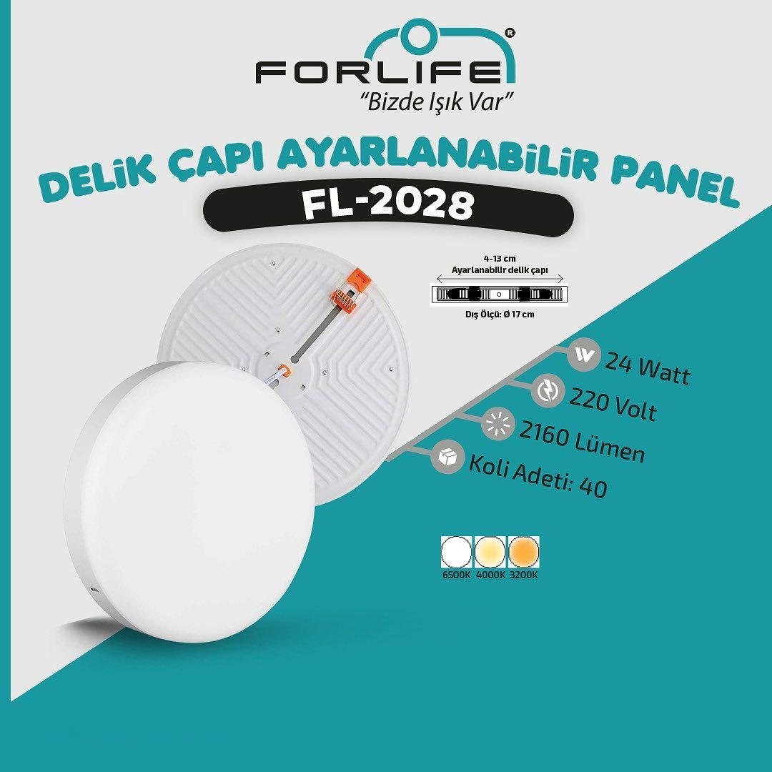 Forlife Ayarlanabilir Led Panel 24W 4000k Ilık Beyaz FL-2028