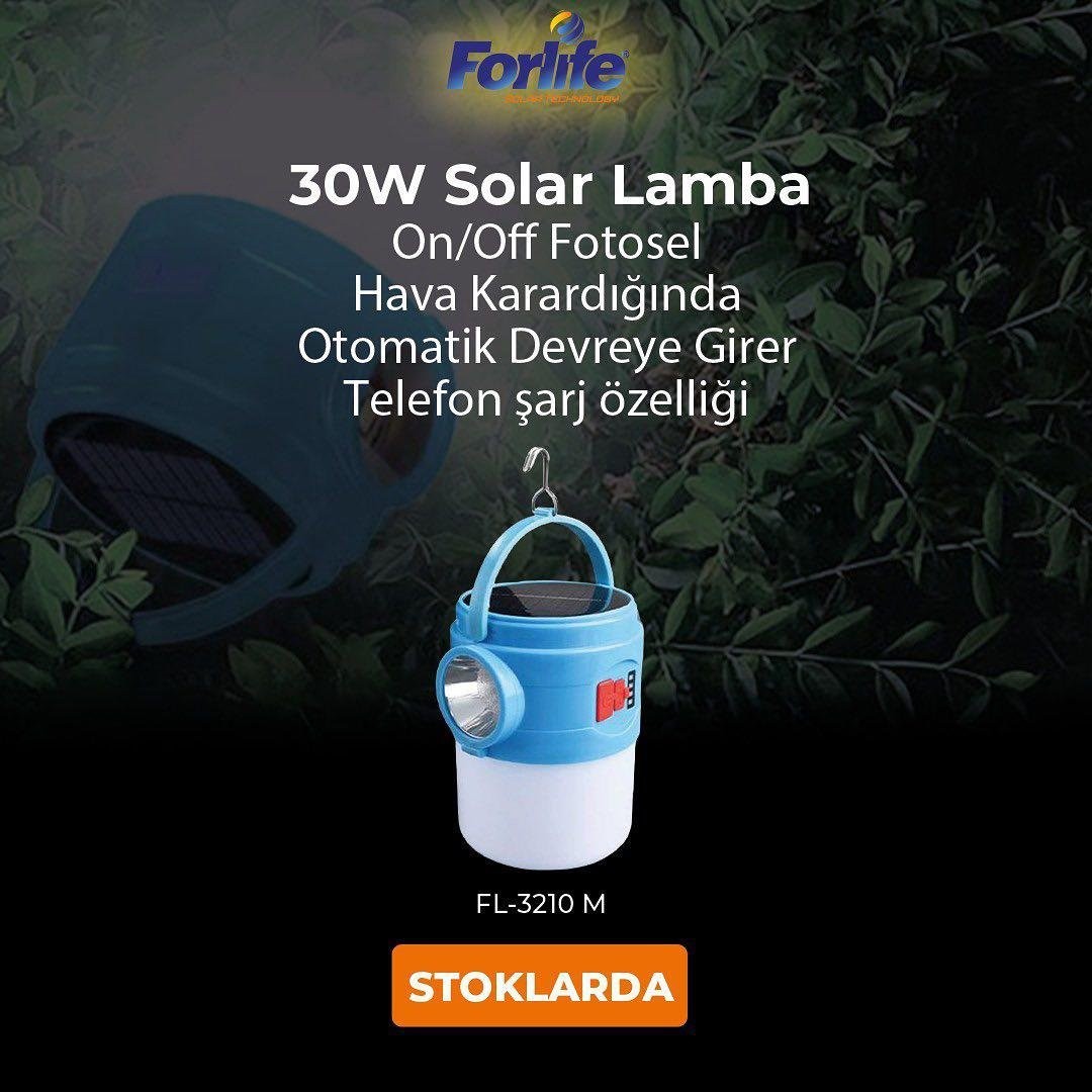Forlife Solar Kamp Feneri ve Işıldak 30W Fl-3210 M