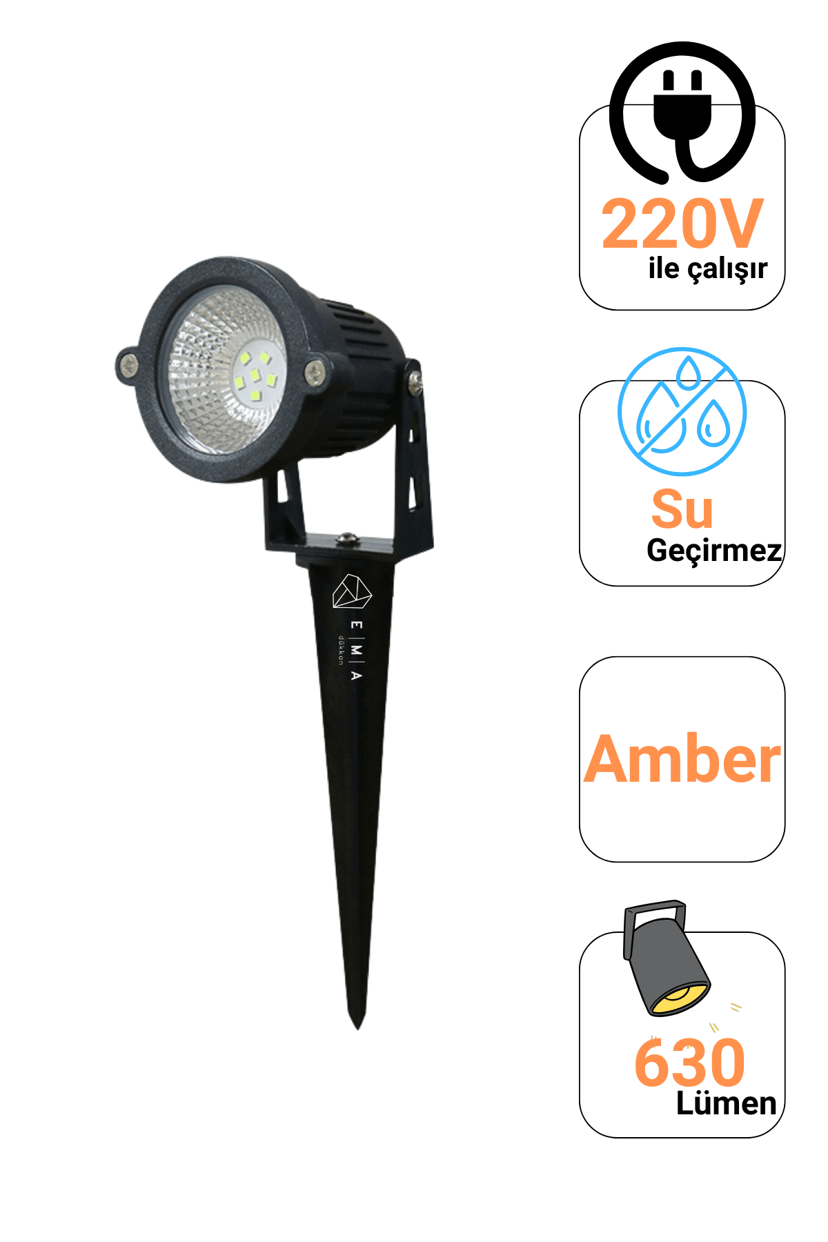 7W Kazıklı Çim Armatürü IP65 SMD LED Dış Mekan Aydınlatma