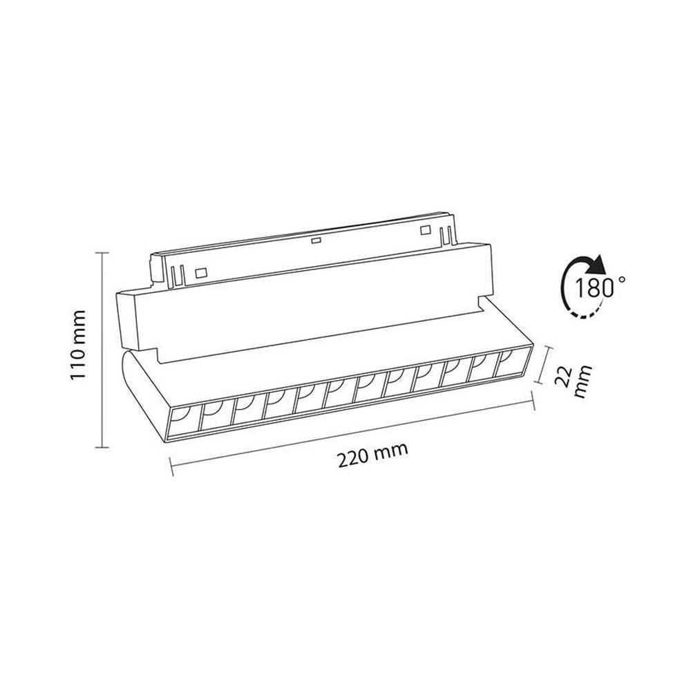 Forlife Siyah Lensli Hareketli Dimlenebilir Magnet Armatür 12W 6500K Beyaz FL-5522 D