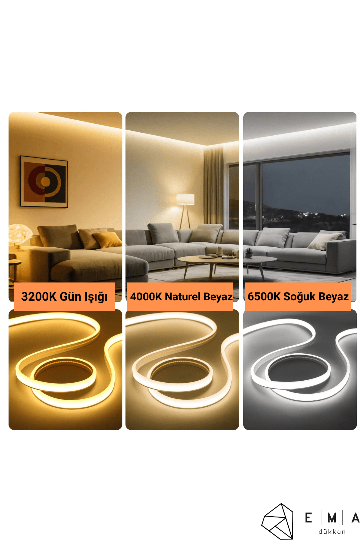 12 Volt Gün Işığı Neon Şerit Led (1 cm)