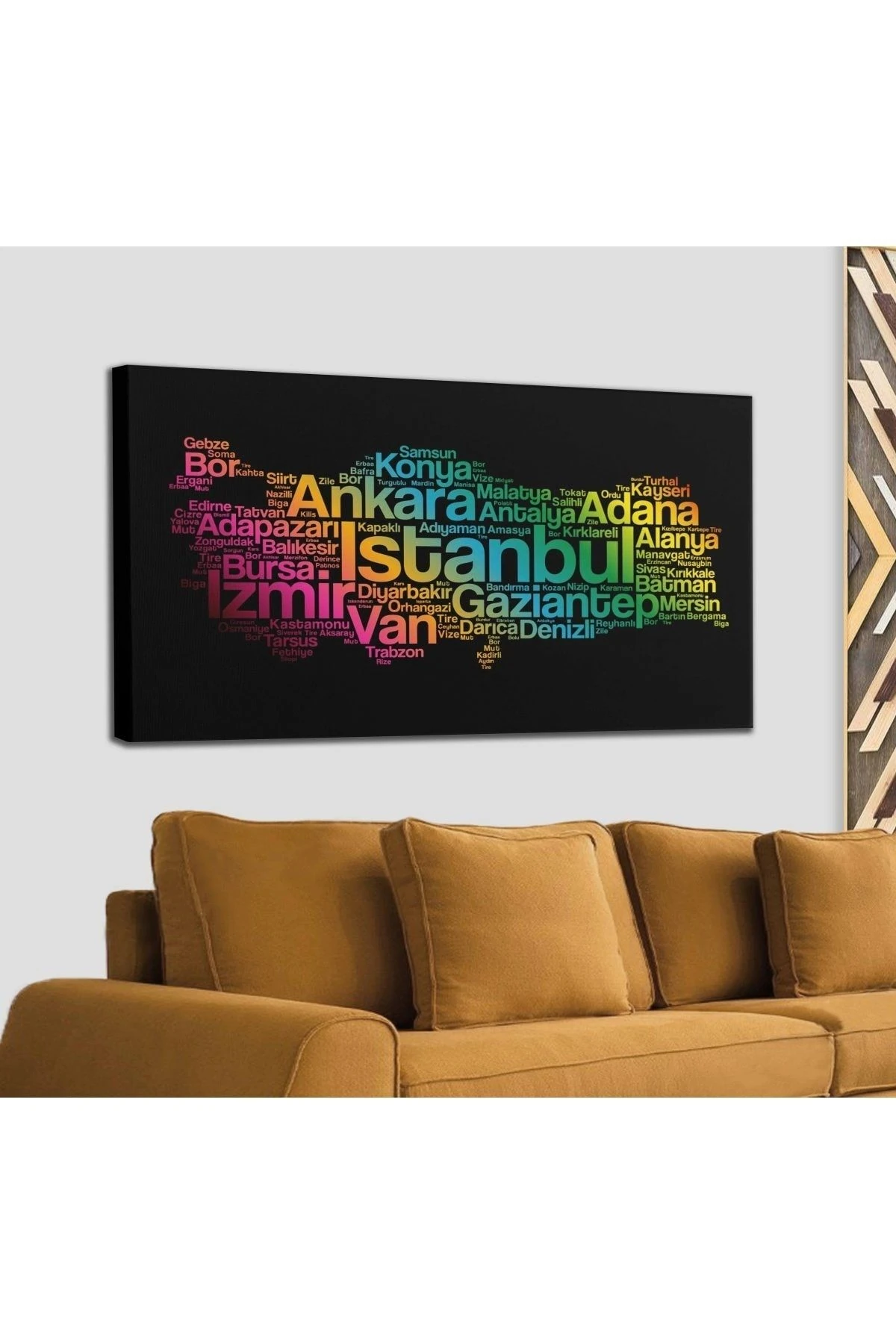 Avrupa Haritası Renkli Dekoratif Kanvas Tablo 1225