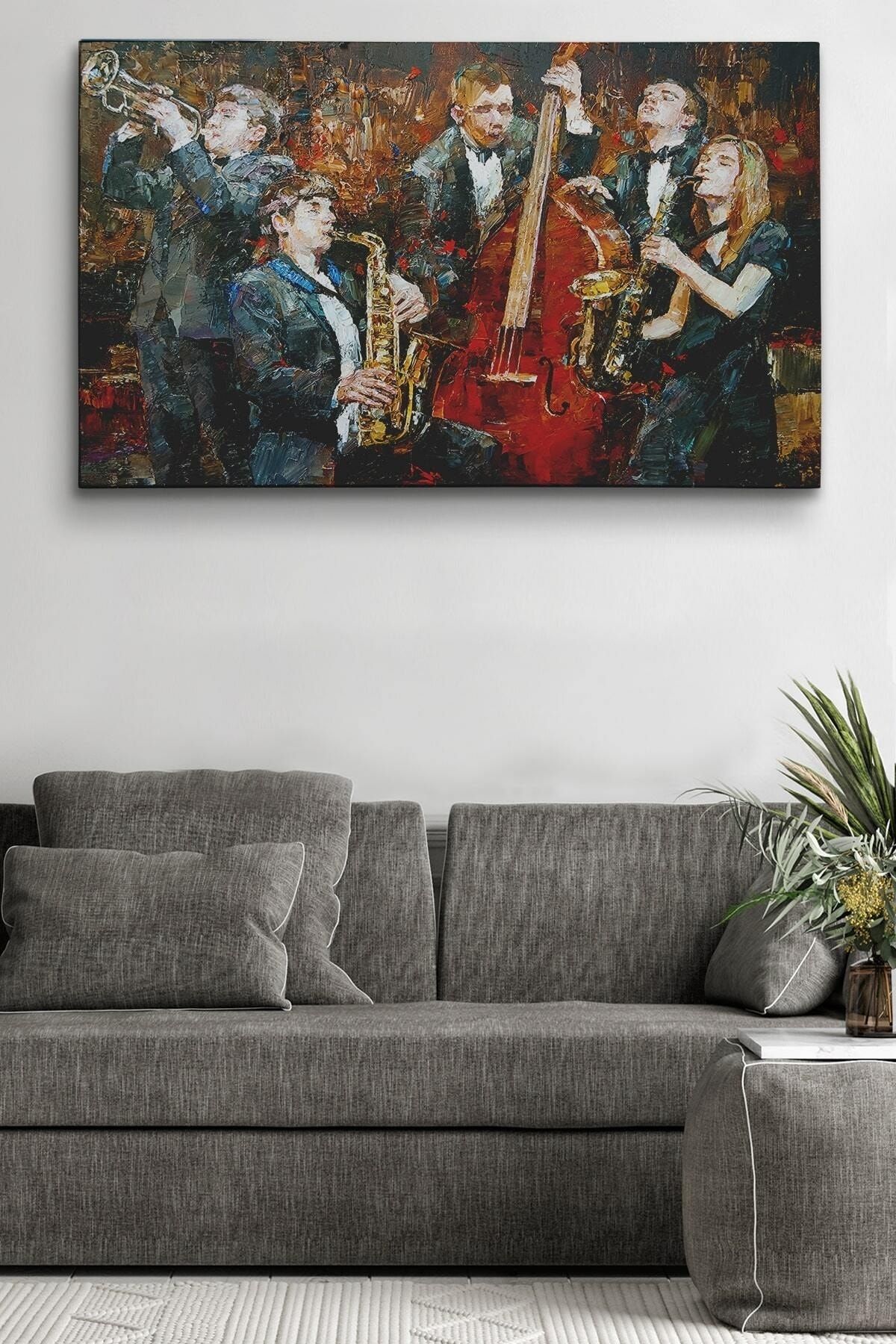 Caz Grubu Yağlıboya Görünüm Dekoratif Kanvas Duvar Tablosu