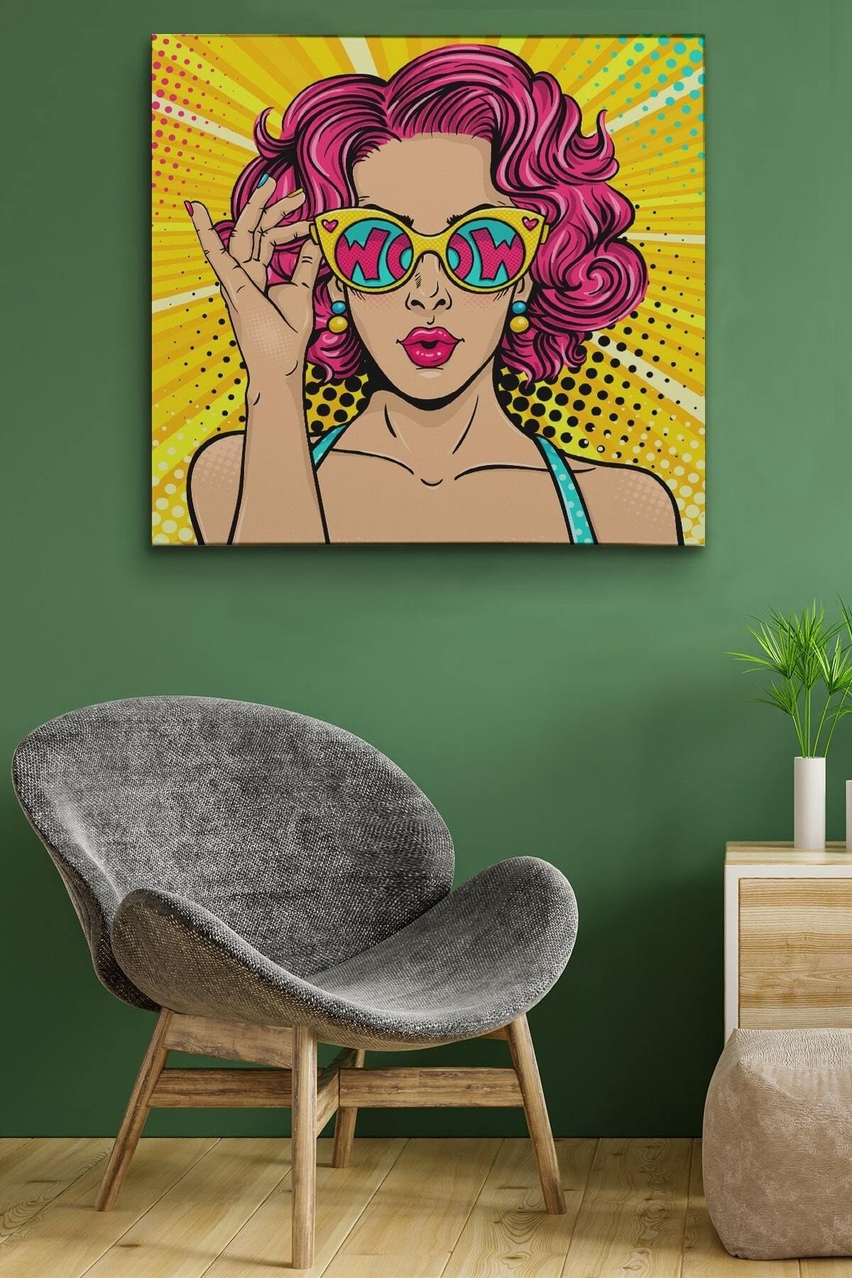 Retro Çizgi Roman Kadını Dekoratif Kanvas Duvar Tablosu