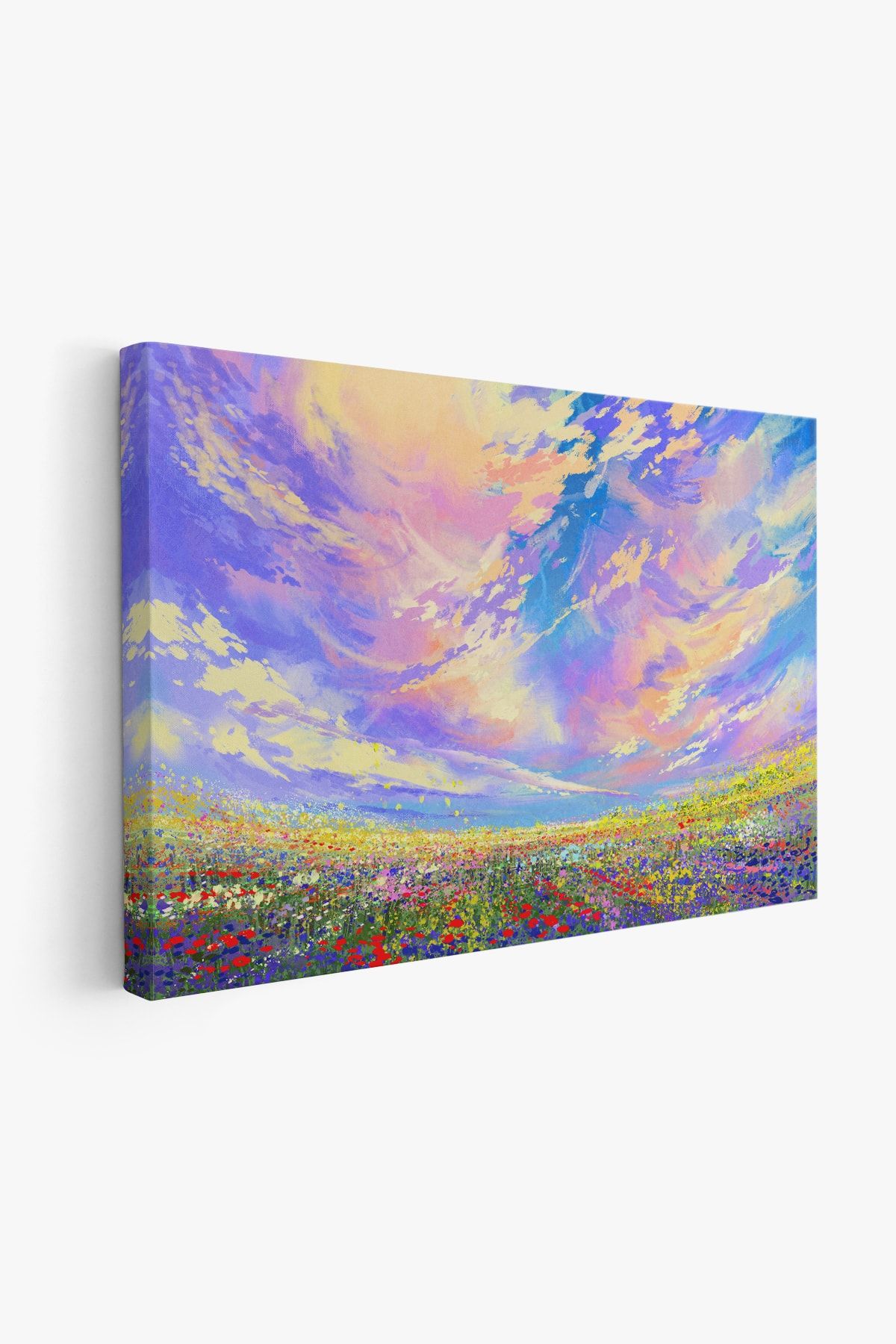 Renkli Bulutlar Yağlıboya Görünüm Dekoratif Kanvas Duvar Tablosu