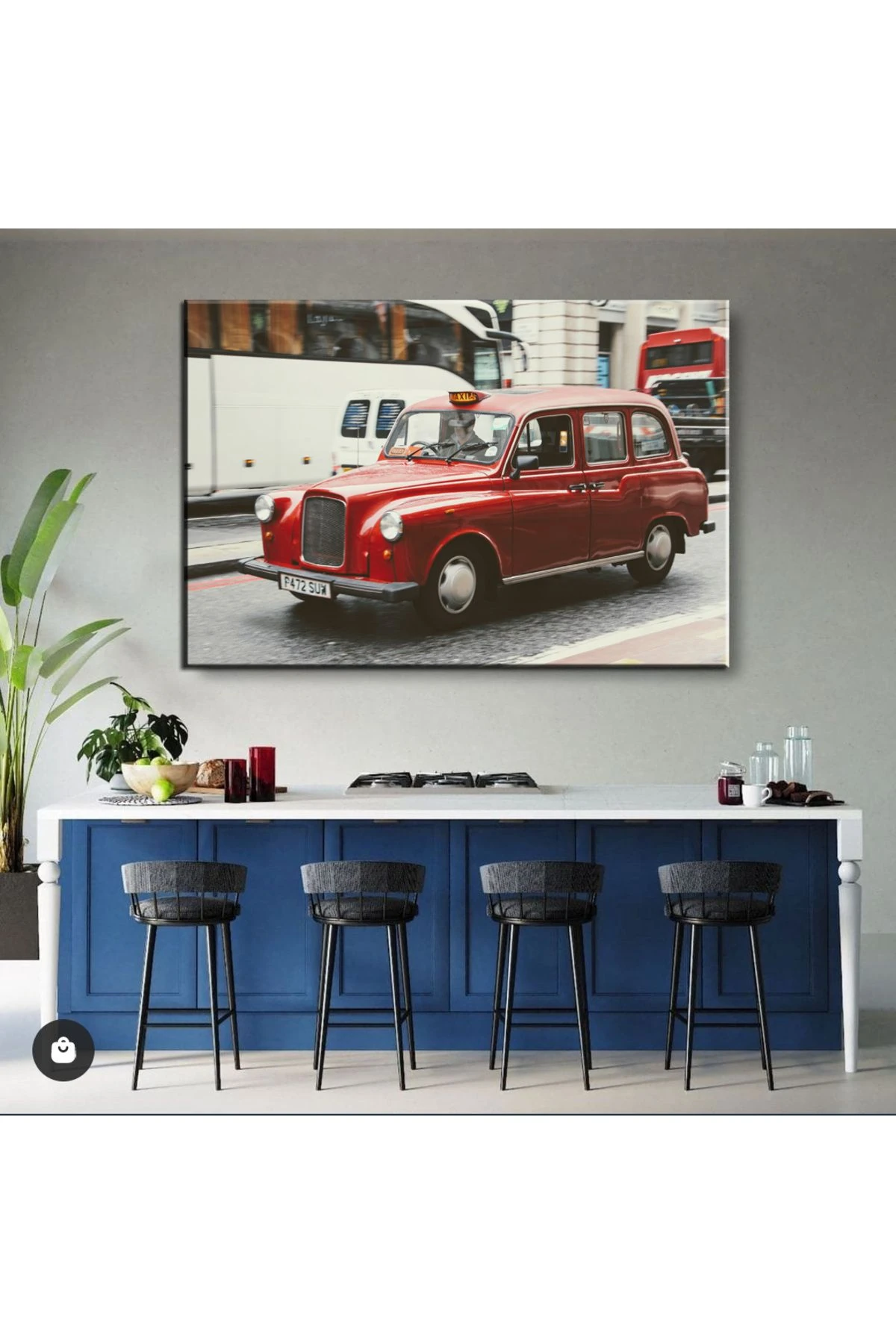 Dekoratif Baskı Nostaljik Araba Kanvas Tablo