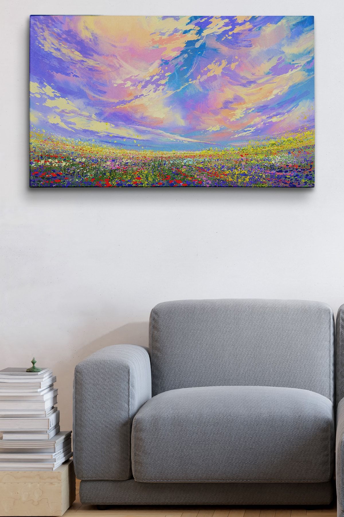 Renkli Bulutlar Yağlıboya Görünüm Dekoratif Kanvas Duvar Tablosu